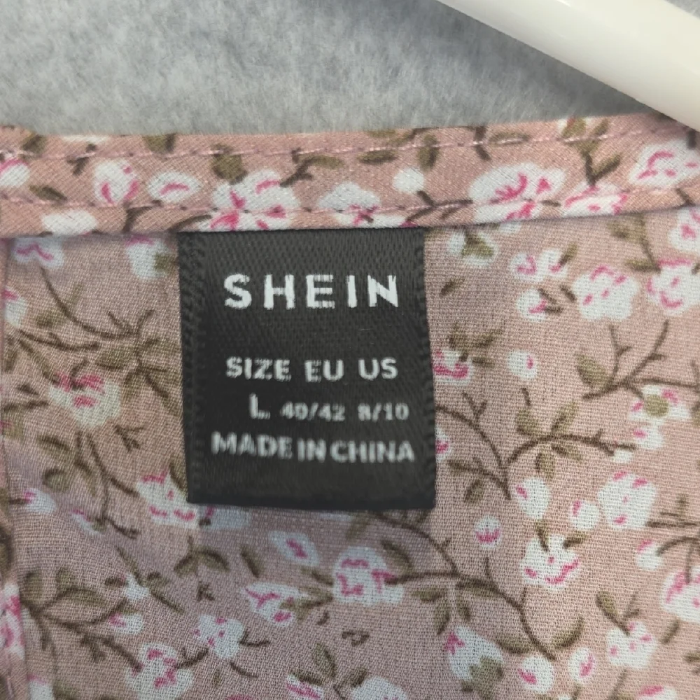 SHEIN Blush Pink Floral Puff Sleeve Blouse Women’s Large